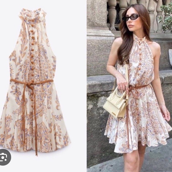 Zara printed belted dress - Picture 7 of 12